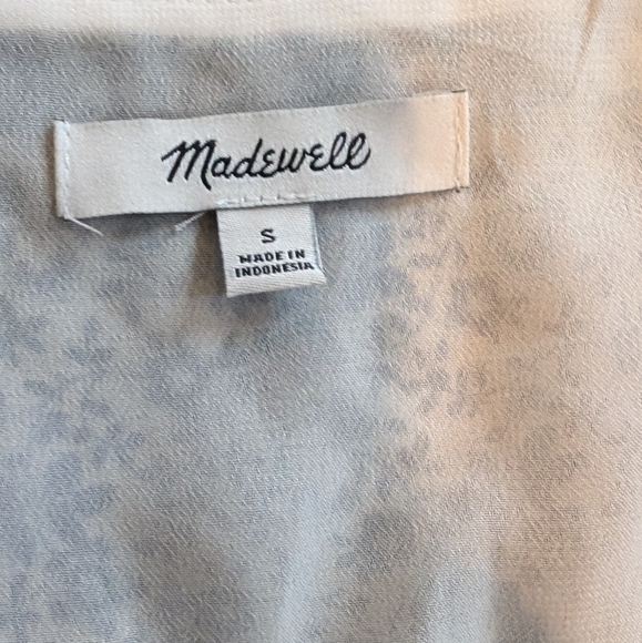 Madewell Blue and White Floral Top Flouncy Baby Doll - Picture 5 of 7